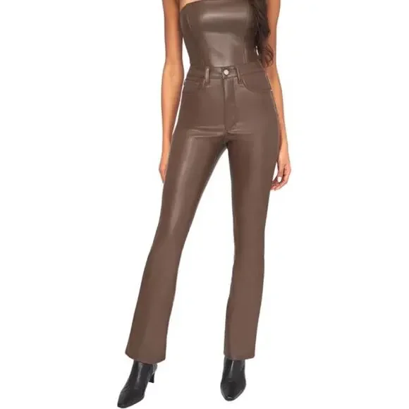 WeWoreWhat Vegan Leather Flare Pant Size 28